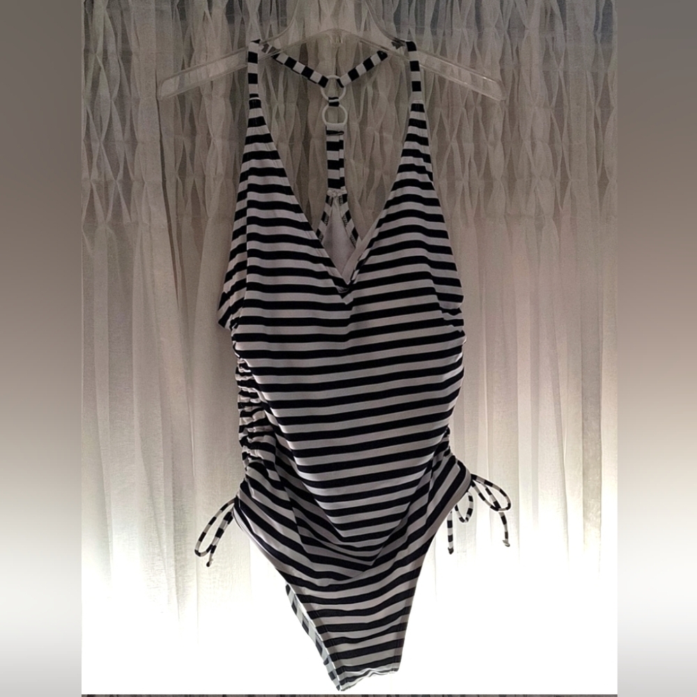 Striped One piece bathing suit